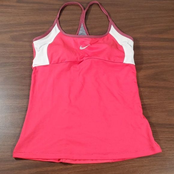 Nike Dri-Fit Women’s Strappy Knit Tennis Tank Top Size M‎ Orangish Red & White - Picture 1 of 7